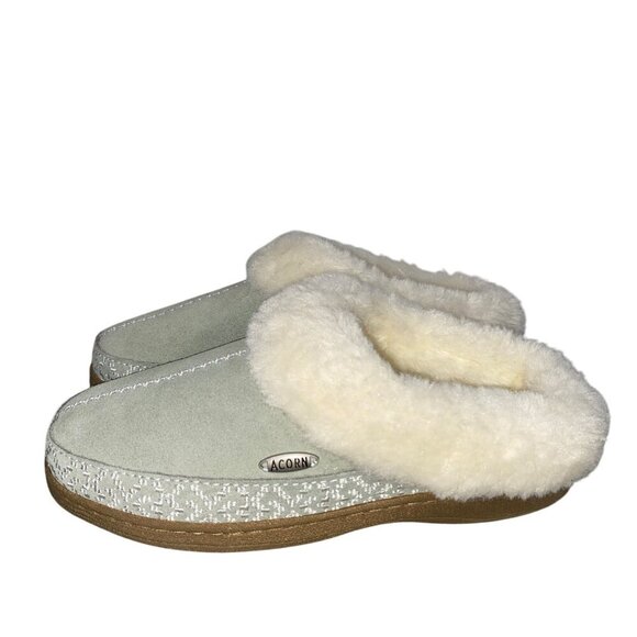 Acorn Women's Greta Embroidered Clog Slipper shoes suede desert sage size 5-6 - Picture 5 of 9